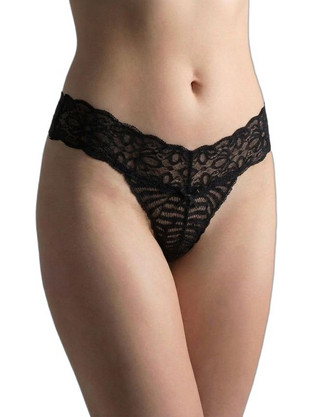 Milena By Paris Γυναικείο Sexy String με Δαντέλα Μαύρο 7752