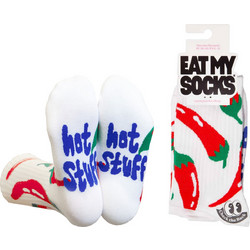 Eat My Socks Flat Chili Ανδρικές Κάλτσες Ψηλές με Σχέδια Λευκές EMSSAFLATCHI