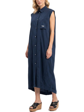 Moschino Midi Καλοκαιρινό Καθημερινό Φόρεμα Σεμιζιέ Navy Μπλε K1A04703231-1290