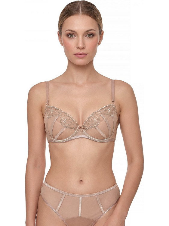 Miss Rosy Desire Σουτιέν Balconette Push Up με Μπανέλα Μπεζ MRB-144