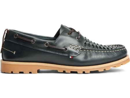 Tommy Hilfiger Braided Ανδρικά Μοκασίνια Boat Shoes Δερμάτινα Navy Μπλε FM0FM05892-DW5