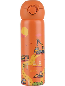 Estia Wonder Bottle Save Τhe Aegean The Big Build Παιδικό Παγούρι Θερμός Ανοξείδωτο BPA Free με Καλαμάκι Πορτοκαλί 500ml