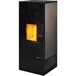 Moretti Design Kubic Relax 12 Leather Steel Σόμπα Pellet Αεραγωγών Αερόθερμη 12kW