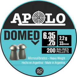 Apolo Domed Βολίδες Pellets Αεροβόλου 6.35mm Μολυβένιες 2.2g / 33gr 200τμχ