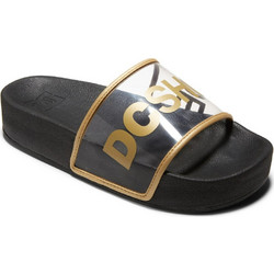 DC Γυναικείες Παντόφλες Καλοκαιρινές Flatforms Μαύρες Χρυσές ADJL100044-BG3