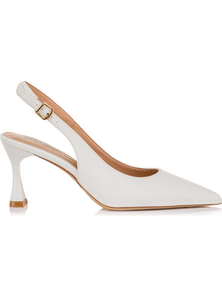 Primadonna Γόβες Slingback Δερμάτινες με Λεπτό Ψηλό Τακούνι Λευκές 41101EP