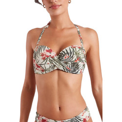 Livia Bikini Top Strapless με Ενίσχυση Floral Εκρού Χακί MARTHE-MANGLARE-ZFM11