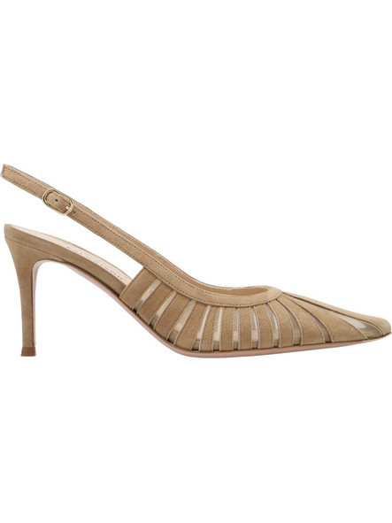 KALOGIROU Sunny Γόβες Suede Slingback με Τακούνι Στιλέτο Μπεζ