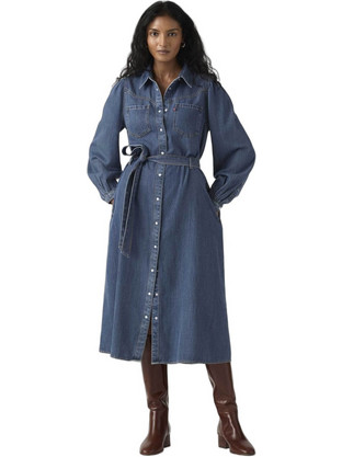 Levi's Midi Καθημερινό Φόρεμα Σεμιζιέ Τζιν Μπλε 005OK-0000