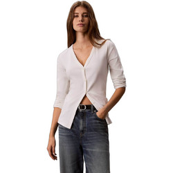 Calvin Klein Γυναικεία Ζακέτα Μακριά με Κουμπιά Λευκή LV047G207G