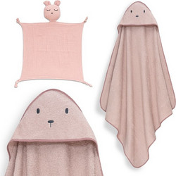 Interbaby Bear Σετ Βρεφικό Μπουρνούζι Κάπα Σομόν 100x100cm 2τμχ