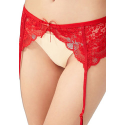 Cottonhill Julia Ζαρτιέρες με Δαντέλα See Through Κόκκινες CH4034