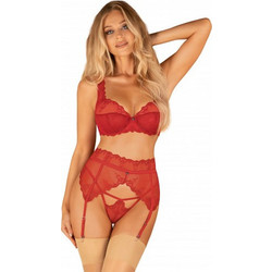 Obsessive Ζαρτιέρες με Δαντέλα See Through Κόκκινες GR00022689