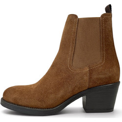 Ragazza Γυναικεία Μποτάκια Cowgirl Suede Καφέ με Χοντρό Χαμηλό Τακούνι 0273