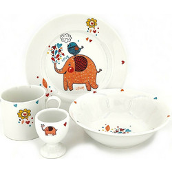 SP Tableware Παιδικό Σετ Φαγητού Πορσελάνης Elephant Λευκό 4τμχ