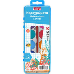EFO Σετ Νερομπογιές με Πινέλο 12 Χρώματα 350512 Μπλε Συσκευασία