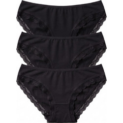 Namaldi Βαμβακερά Γυναικεία Slip με Δαντέλα Μαύρα 3Pack 282