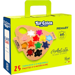 Toy Color Σετ Νερομπογιές με Πινέλο 6x (25x12) Χρώματα Με Παλέτα 220.001429