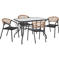 HomeMarkt Adam Σετ Τραπεζαρία Κήπου Μεταλλικό 5τμχ Μαύρο HM10727.03