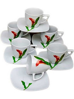 For Home Lily Σετ Φλιτζάνια Ελληνικού Καφέ & Τσαγιού Πορσελάνης Πολύχρωμα 6τμχ 9000A-T1965