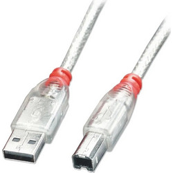 Lindy 41751 Καλώδιο Braided USB-A Male 2.0 to USB-B Male 0.5m Transparent