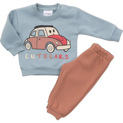 TraX Cute Cars Βρεφικό Σετ Φόρμας για Αγόρι Χειμωνιάτικο Γαλάζιο Ταμπά 46559