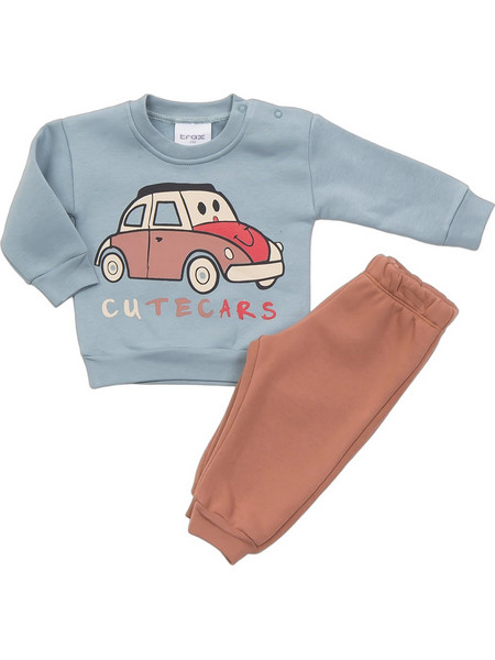 TraX Cute Cars Βρεφικό Σετ Φόρμας για Αγόρι Χειμωνιάτικο Γαλάζιο Ταμπά 46559