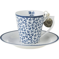 Laura Ashley Blueprint Floris Φλιτζάνι Espresso Πορσελάνης Λευκό Μπλε 100ml 178693