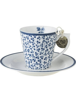 Laura Ashley Blueprint Floris Φλιτζάνι Espresso Πορσελάνης Λευκό Μπλε 100ml 178693