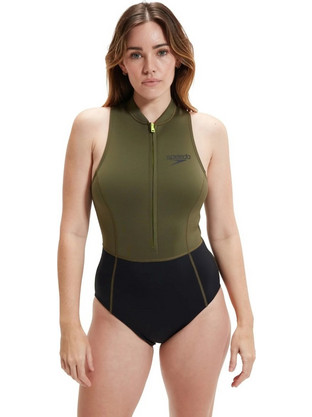 Speedo Αθλητικό Ολόσωμο Μαγιό Μαύρο Χακί 8-00404116822