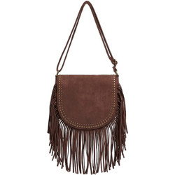 Bag to Bag Γυναικεία Τσάντα Χιαστί Σουέτ Καφέ με Στενό Λουρί A8029