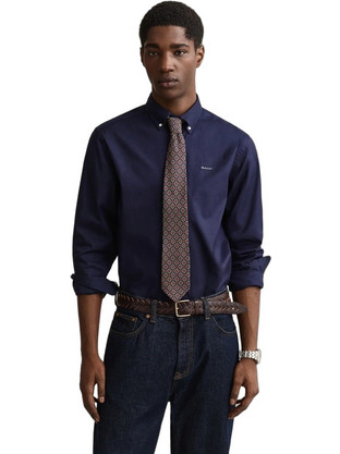 Gant Ανδρικό Πουκάμισο Μακρυμάνικο Dark Blue
