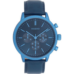Oozoo Timepieces Ανδρικό Ρολόι Χρονογράφος με Μπλε Δερμάτινο Λουράκι C11711