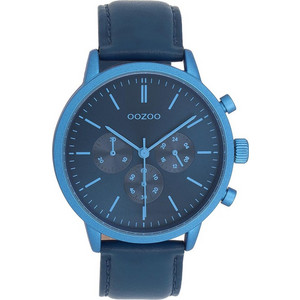 Oozoo Timepieces Ανδρικό Ρολόι Χρονογράφος με Μπλε Δερμάτινο Λουράκι C11711