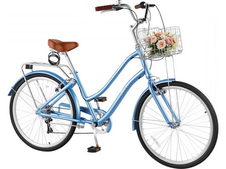 Vevor Beach Cruiser Γυναικείο Ποδήλατο Πόλης 26" Αλουμινίου με 7 Ταχύτητες Γαλάζιο