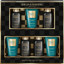 Baylis & Harding Black Pepper & Ginseng Shower Gel 100ml + Shampoo 100ml + After Shave Balm 50ml + Face Gel 100ml + Body Milk 50ml + Shower Gel 100ml + Bath Gel 50ml