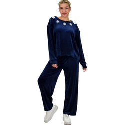 Potre Γυναικείο Σετ Φόρμας Βελουτέ Navy Μπλε 238023641