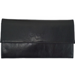 Bag to Bag Μεγάλο Δερμάτινο Γυναικείο Πορτοφόλι με Clip Μαύρο 334
