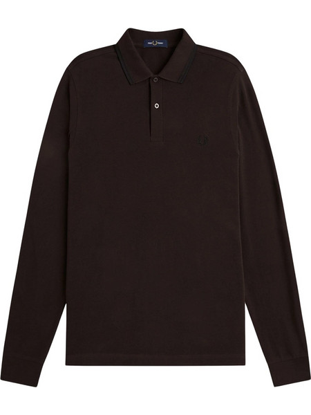 Fred Perry Ανδρική Μπλούζα Polo Μακρυμάνικη Καφέ M3636-86C