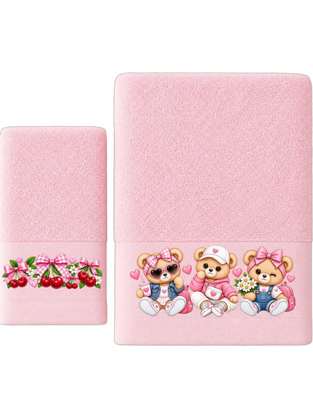 Astron Baby Bear Girl Σετ Παιδικές Πετσέτες 2τμχ 500gr/m² 77802
