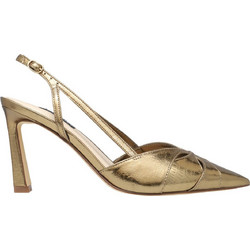 Nine West Darella3 Γόβες Slingback Δερμάτινες με Χοντρό Ψηλό Τακούνι Χρυσές 50-750