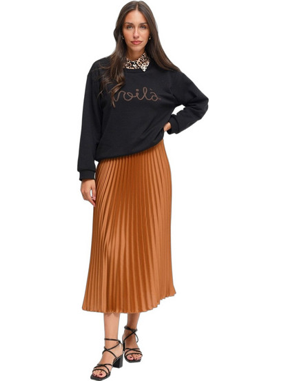 Maryley Pleated Μίντι Φούστα Καφέ