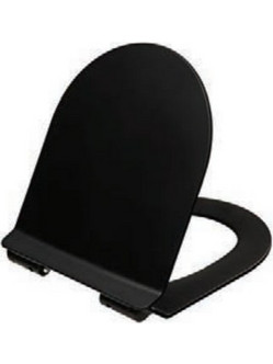 Tema Καπάκι Λεκάνης D-Shape Πλαστικό Slim Soft Close Μαύρο 44.5x36cm 41224-1