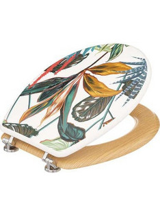 5Five Tropical Floral Καπάκι Λεκάνης Οβάλ Ξύλινο Πολύχρωμο 42.5x36cm 174693B