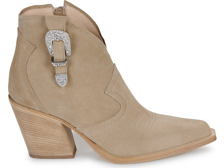 Fru.it Γυναικεία Μποτάκια Cowgirl Suede Μπεζ με Χοντρό Χαμηλό Τακούνι 9200-944