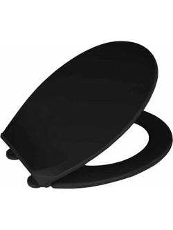 Wenko Καπάκι Λεκάνης Οβάλ Πλαστικό Μαύρο 42x37.5cm 11700324