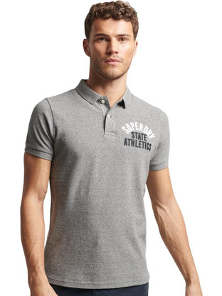 Superdry Vintage Superstate Ανδρική Αθλητική Μπλούζα Polo Γκρι M1110349A-9QW