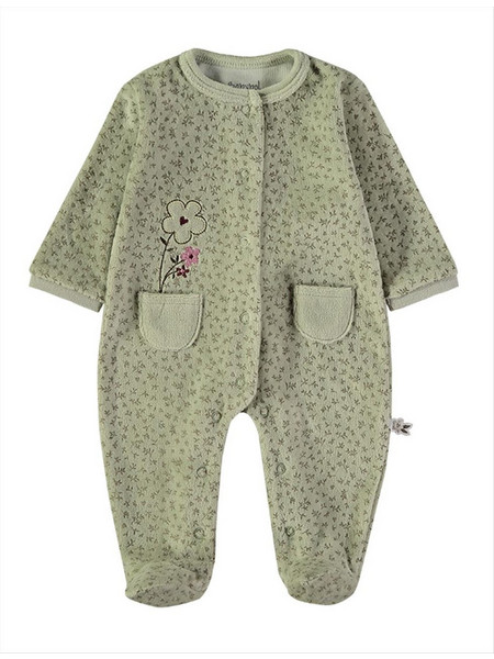 Babybol Floral Φορμάκι Μακρυμάνικo για Κορίτσι Βελουτέ Πράσινο Mint 260024-P