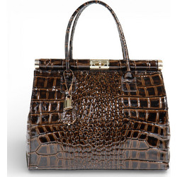 Passaggio Leather Γυναικεία Τσάντα Χειρός Δερμάτινη Σοκολατί 6187-KR-49