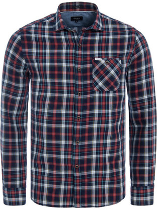 Pepe Jeans Ανδρικό Πουκάμισο Βαμβακερό Καρό Μακρυμάνικο Κανονική Γραμμή Navy Μπλε PM305472-561